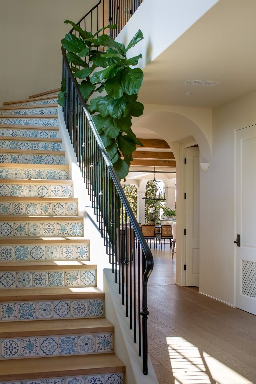 Custom hardwood stair and finish carpentry detail