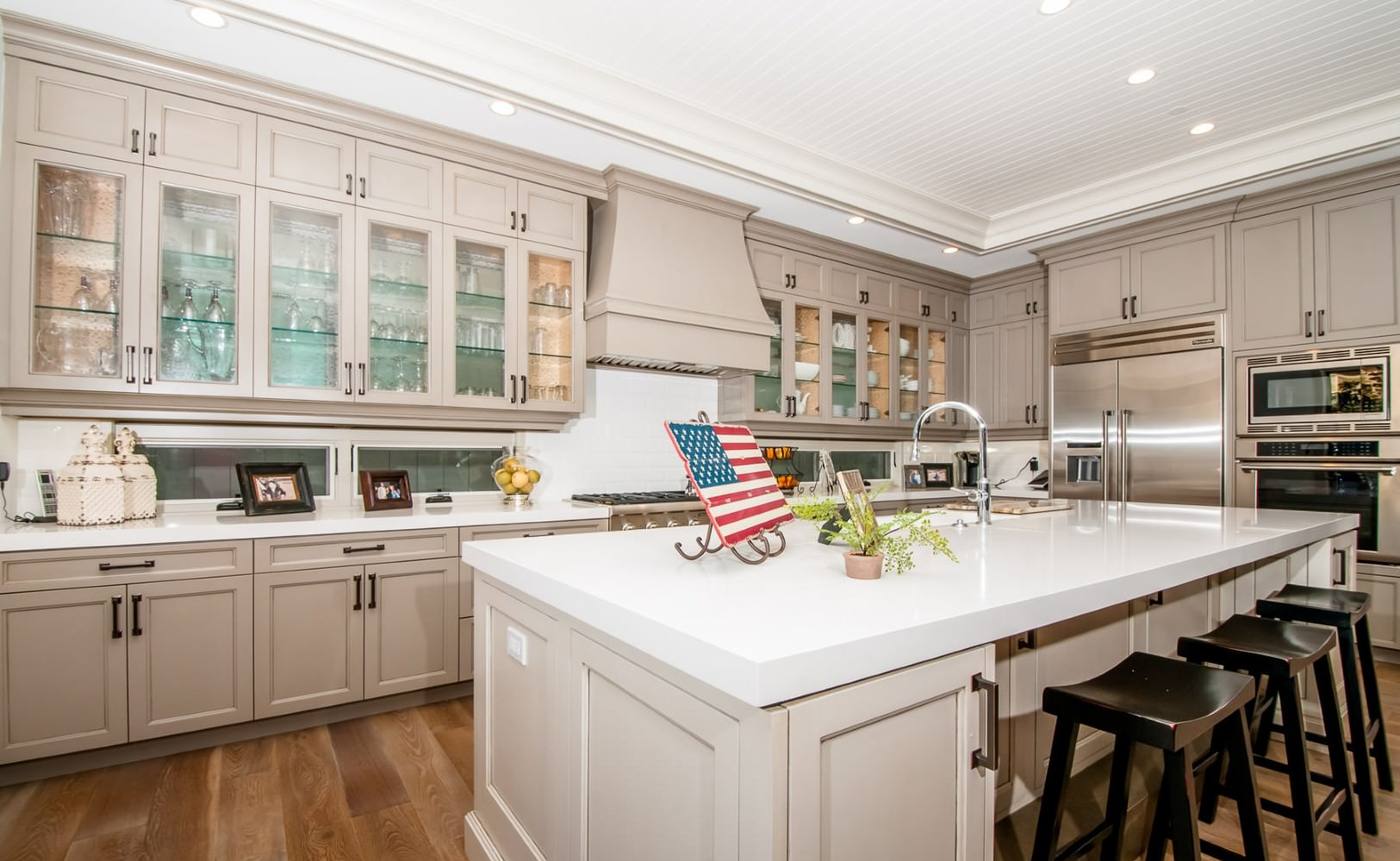 Kitchen with large island and bar seating