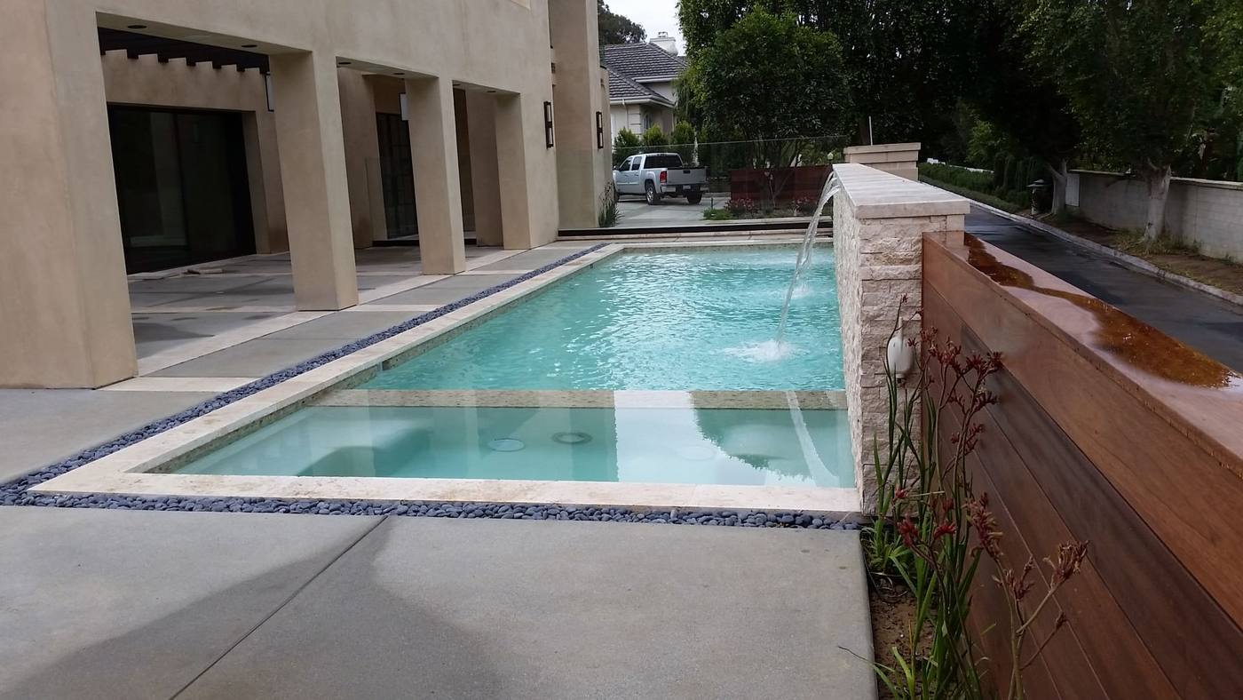 Pool and raised spa