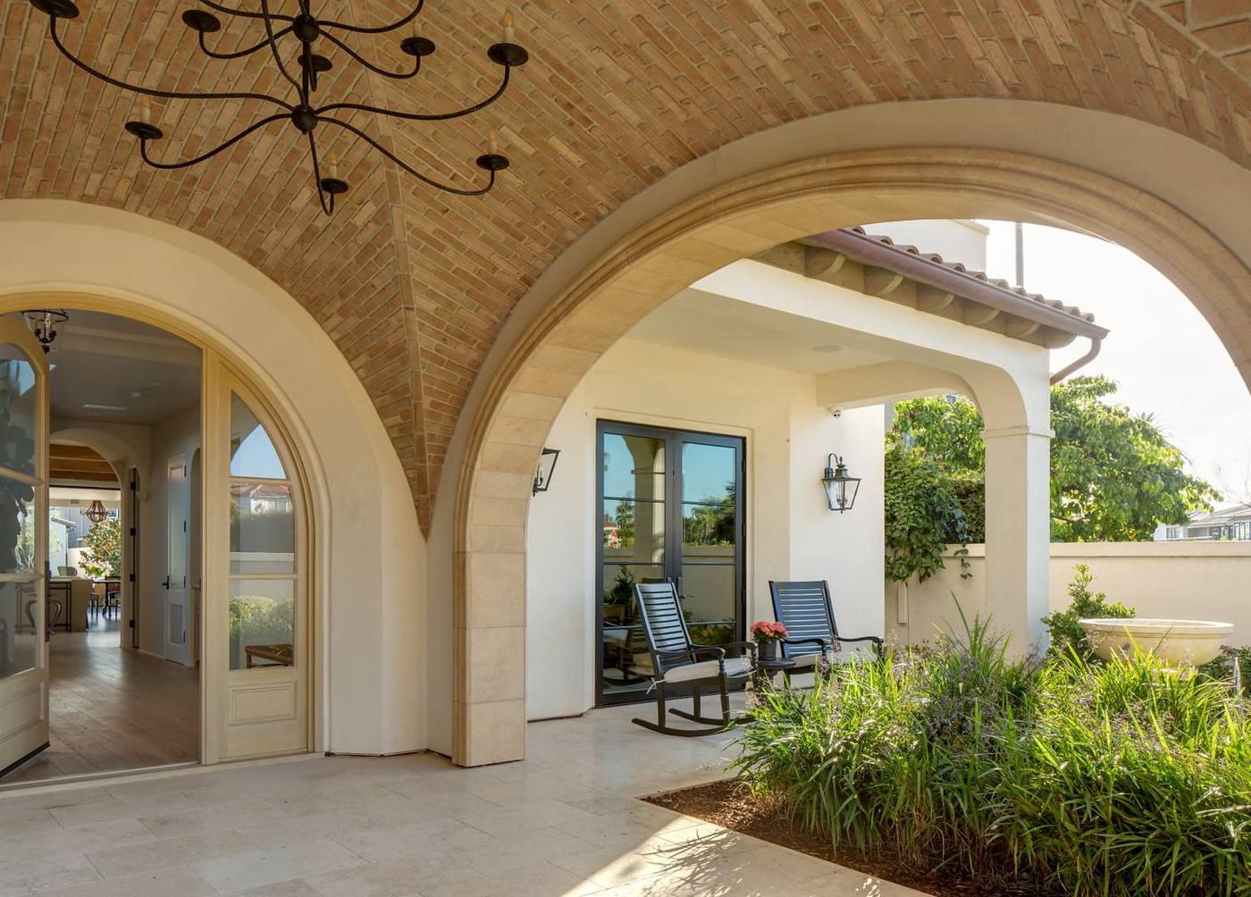 Brick vaulted loggia looking to the courtyard