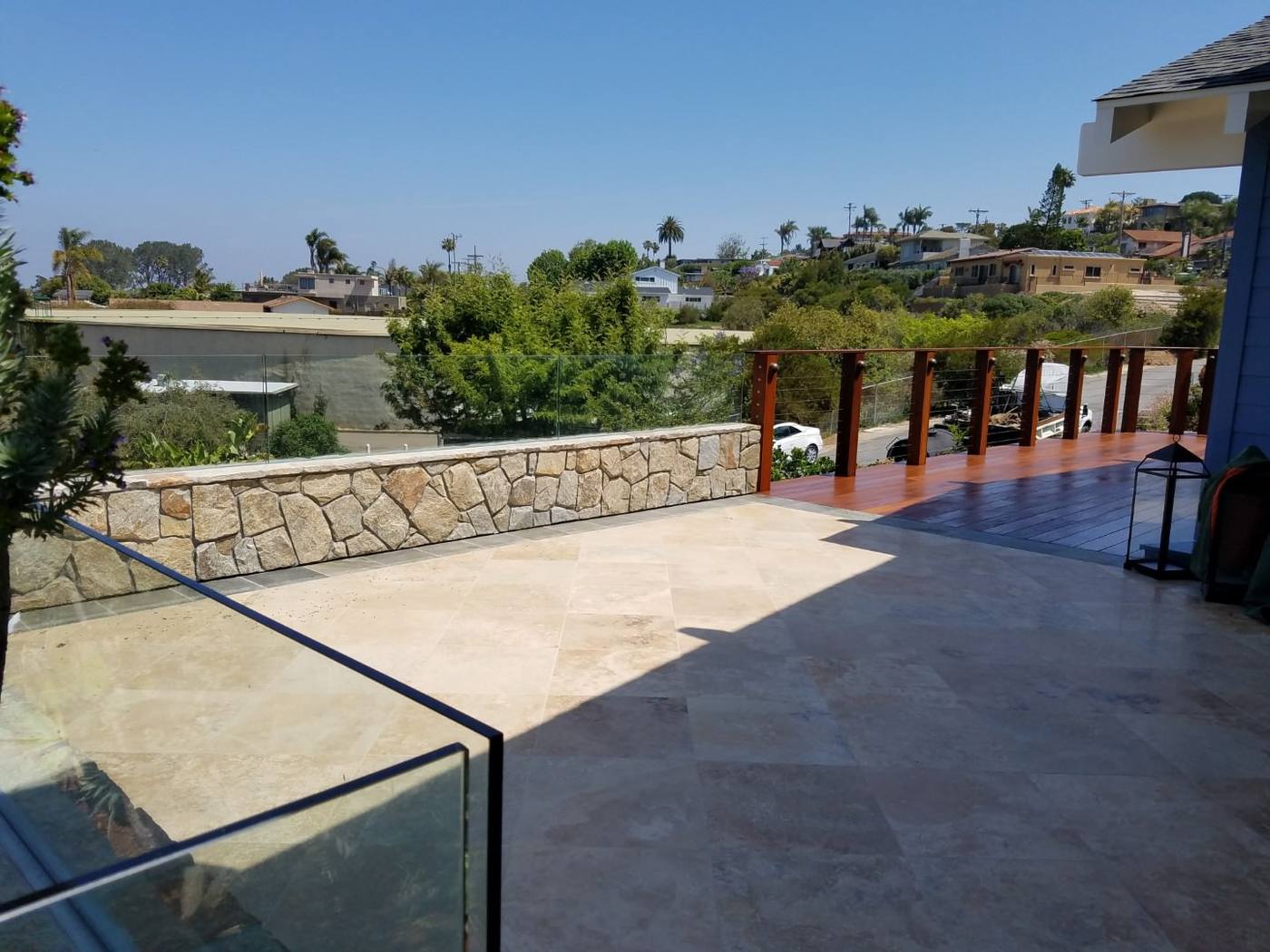 Terrace with glass guardrail and ocean outlook