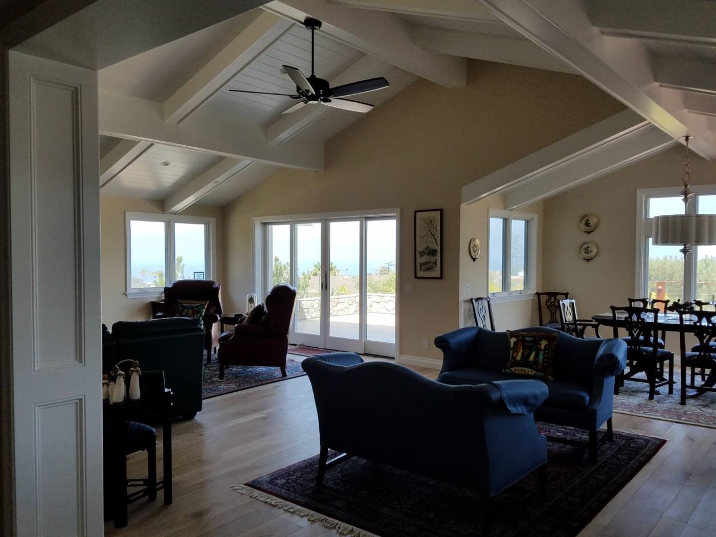 Living and dining area reoriented toward the view