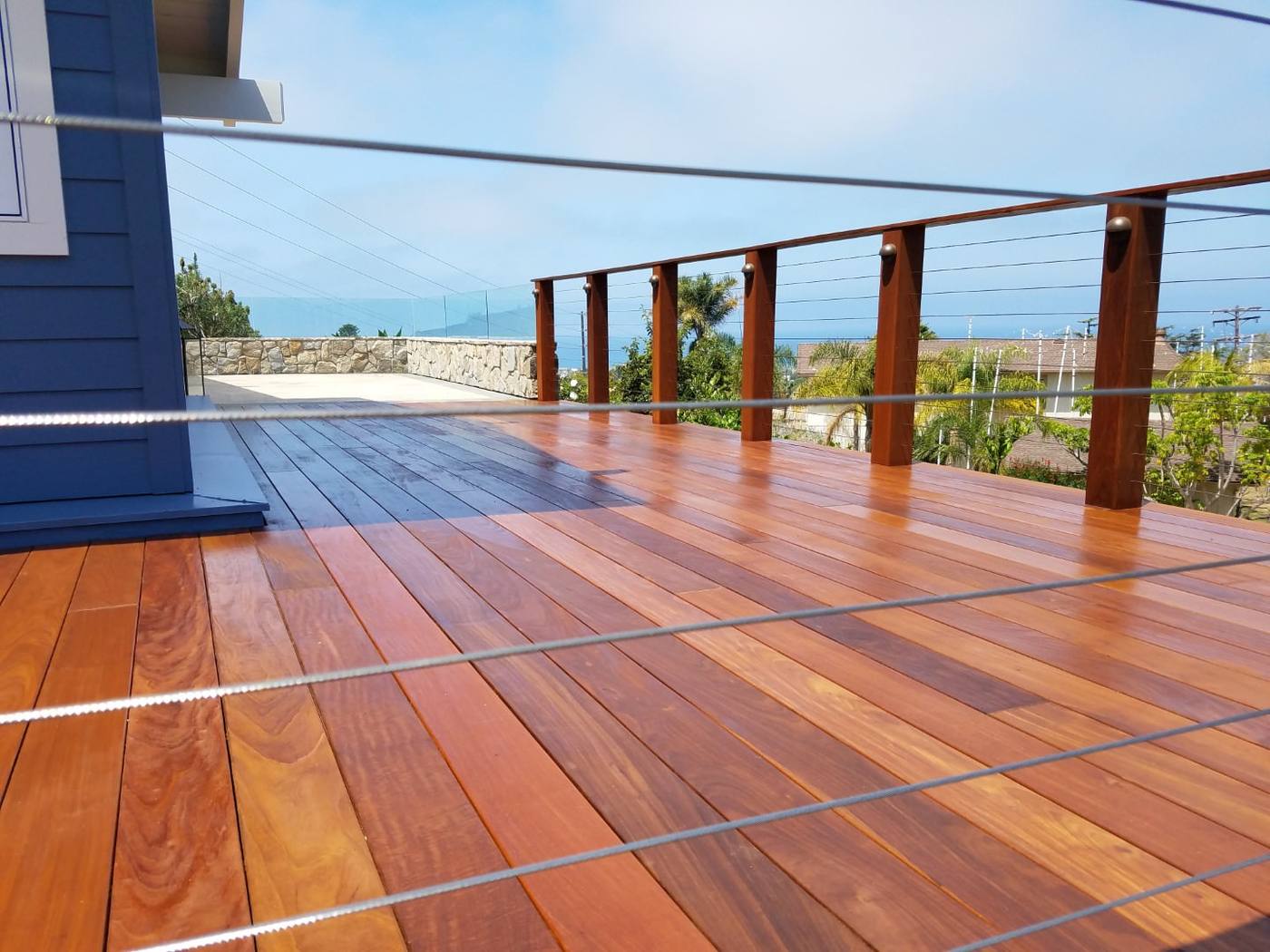 Hardwood deck and cable rail detail